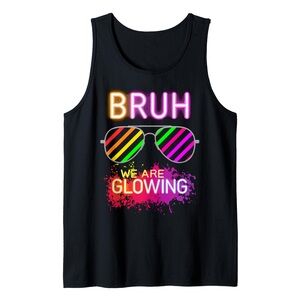 NWT Bruh We Are Glowing Neon Tank Top Rave Party Festival Shirt XL